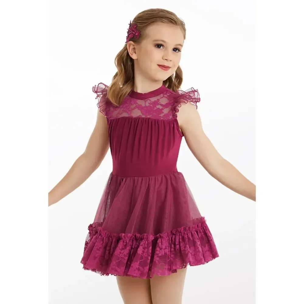 Pre-Owned Dance Costume Weissman 10858 Large Child Plum Dress Lyrical